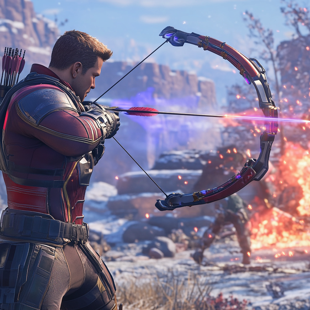 Hawkeye action scene in Marvel Rivals